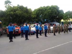 Apel bersama dalam rangka persiapan Penyemprotan serentak dengan Air Desinfektan di wilayah Kota Metro
