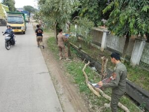 Sat Pol PP melakukan Patroli dan Penertiban Spanduk di sekitar Stadion Tejosari